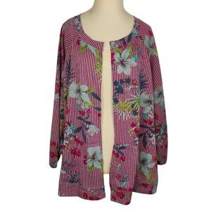 h.i.p. Tropical Cardigan Jacket Plus Size 3X Open Front Striped